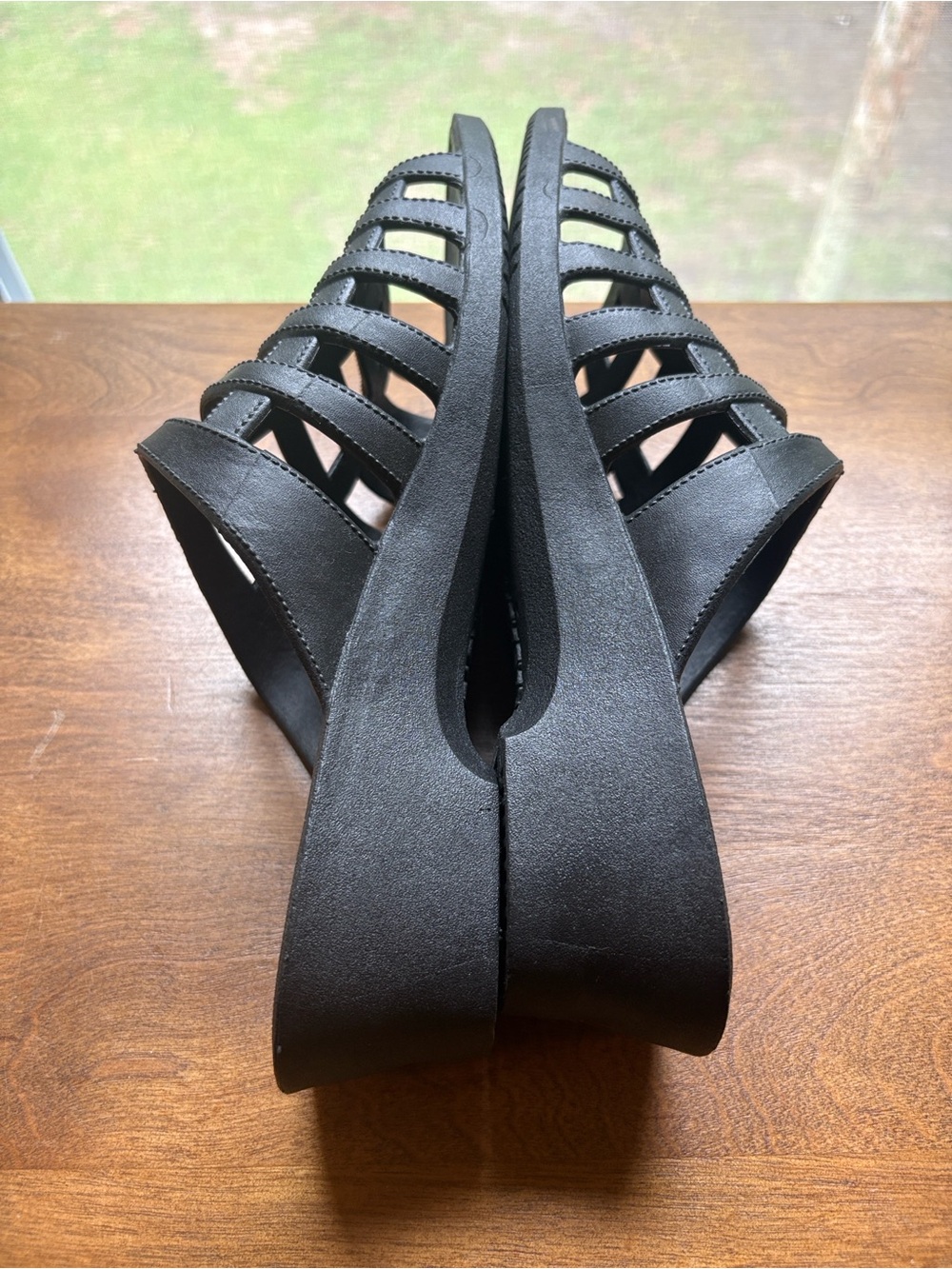 Okabashi Black Women's Wedge Strappy Slide Sandals size L NWOT - Picture 9 of 10